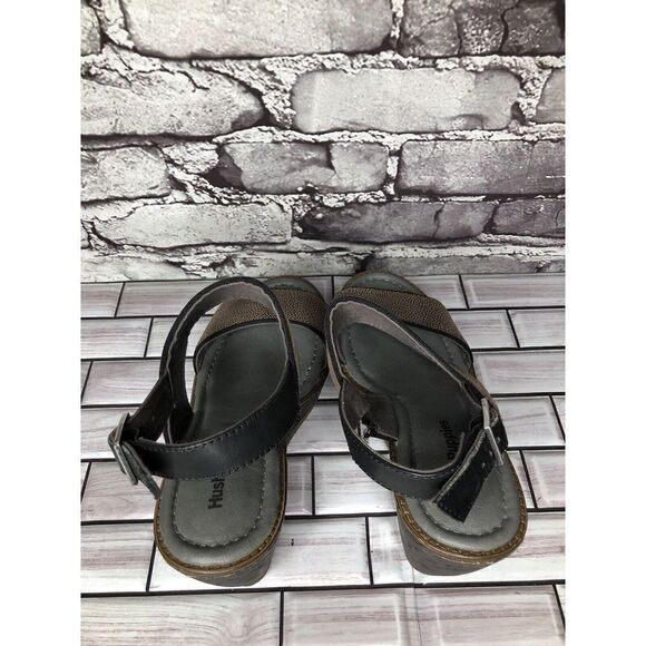 Hush Puppies Taupe Leather Polka Dot Platform Wedges Sandals Women Sz 8M US/39EU - Picture 8 of 16